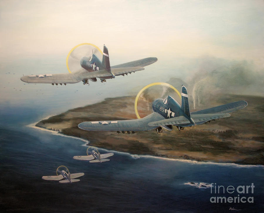 Corsairs Over Iwo Painting by Stephen Roberson
