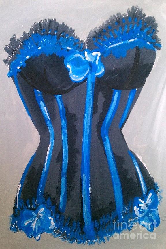 Corset Blue Lace Painting by Marisela Mungia