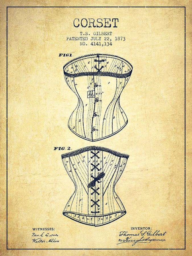 Corset Digital Art - Corset patent from 1873 - Vintage by Aged Pixel