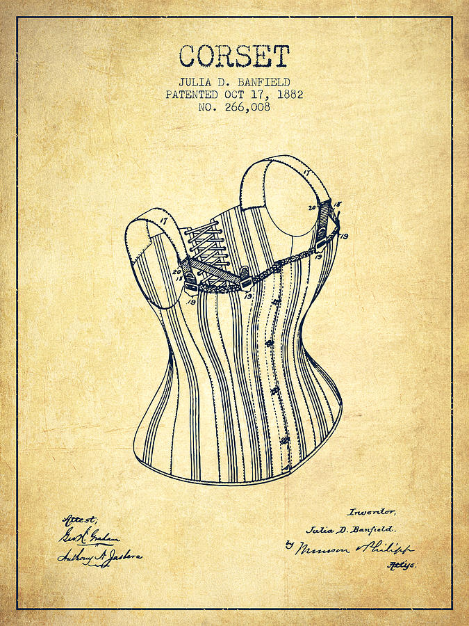 Corset Digital Art - Corset patent from 1882 - Vintage by Aged Pixel