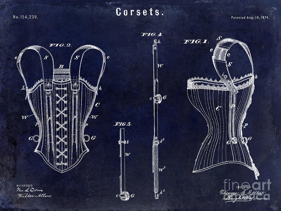 Vintage Photograph - 1874 Corsets Patent Blue by Jon Neidert