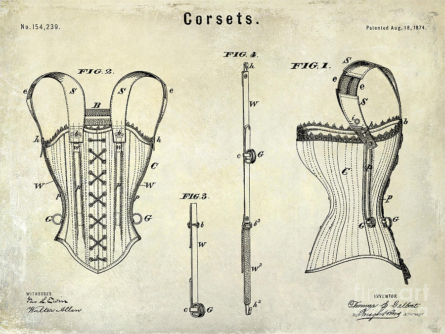 Vintage Photograph - Corsets Patent 1874 by Jon Neidert