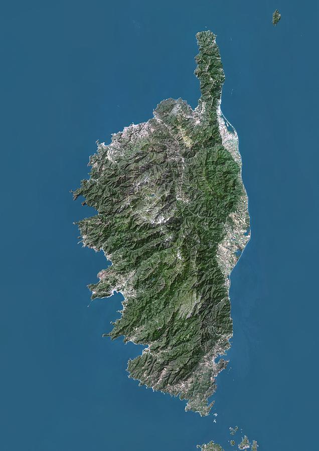 Corsica, France, satellite image Photograph by Science Photo Library ...