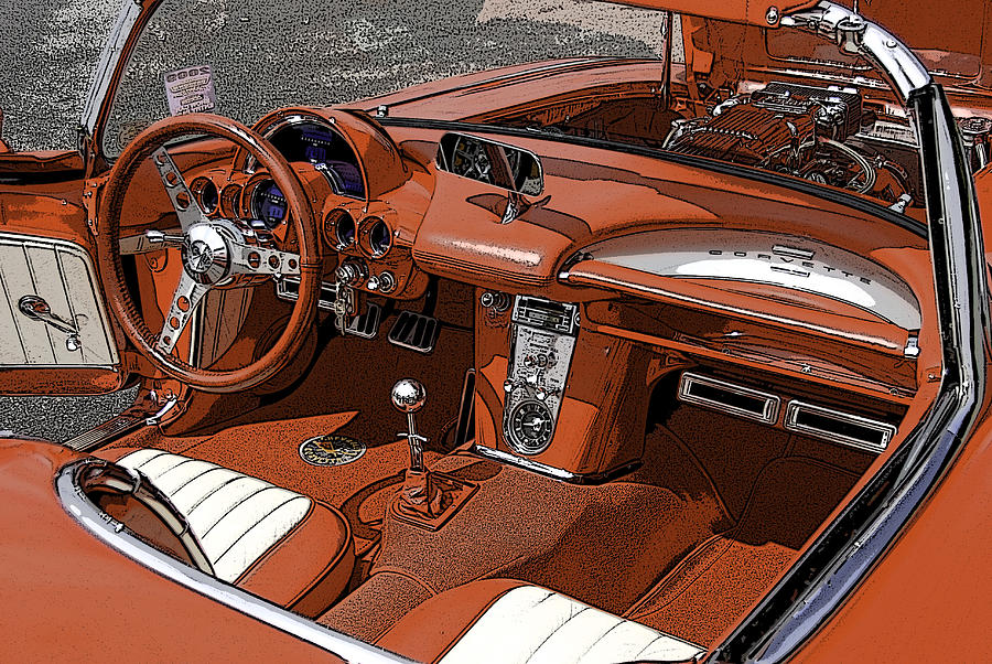 Corvette C1 Red Interior Digital Art By Scott M Powell