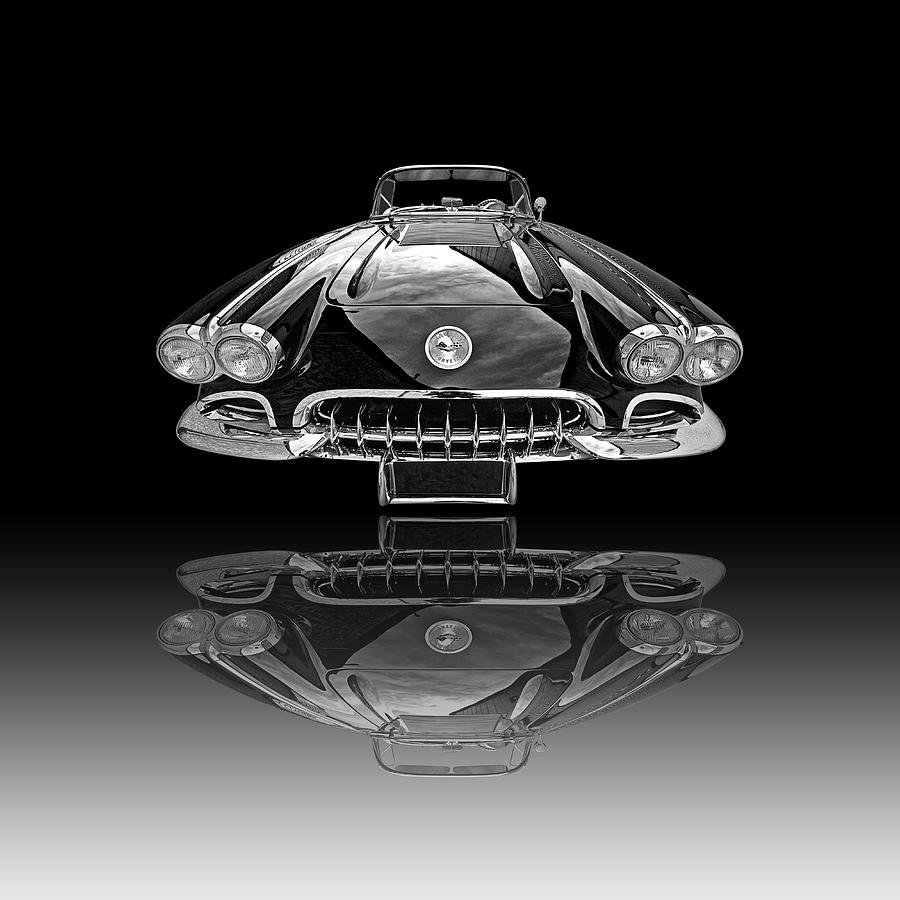 Corvette C1 Reflection On Black Photograph by Gill Billington