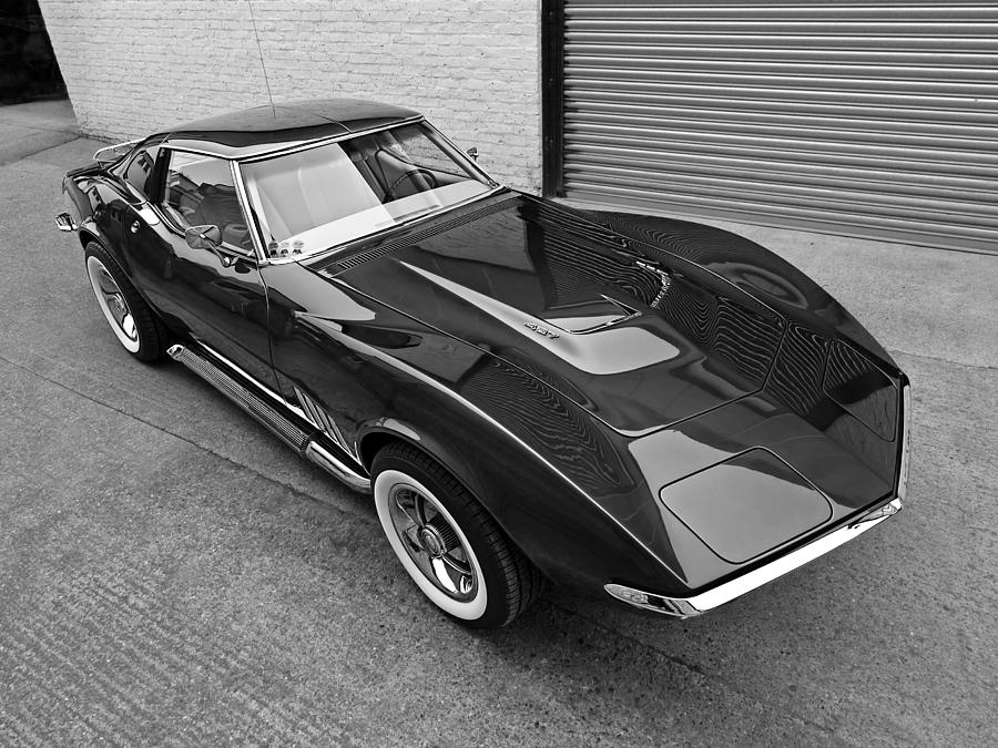 Corvette C3 1968 in Black and White Photograph by Gill Billington