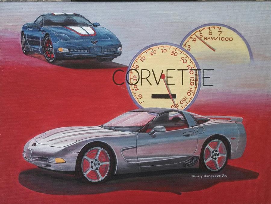 Sports Car Painting - Corvette by Henry Hargrove Jr