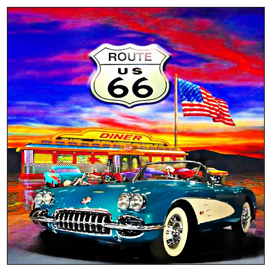 Corvette On Route 66 Photograph by Kevin Moore - Fine Art America