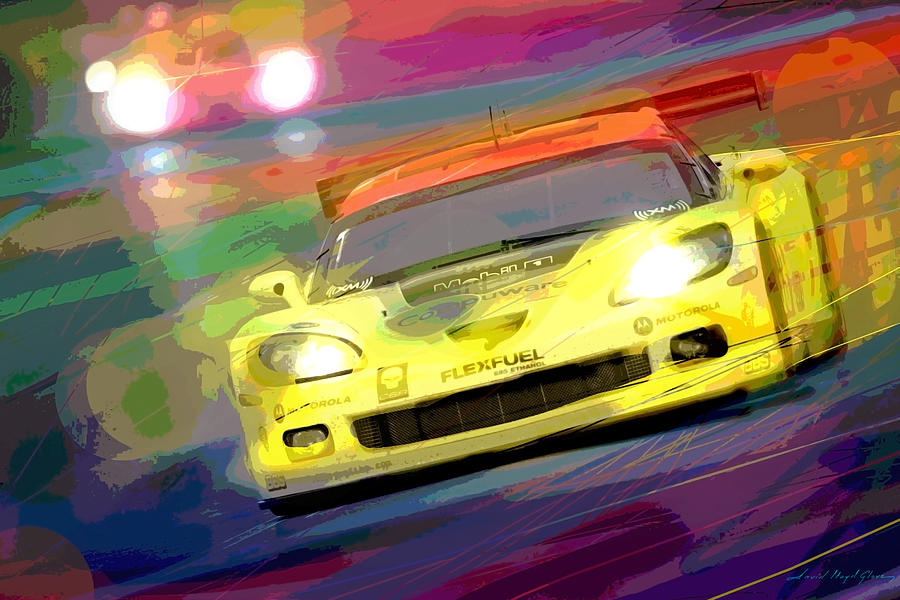 Corvette Thunders at Le Mans Painting by David Lloyd Glover
