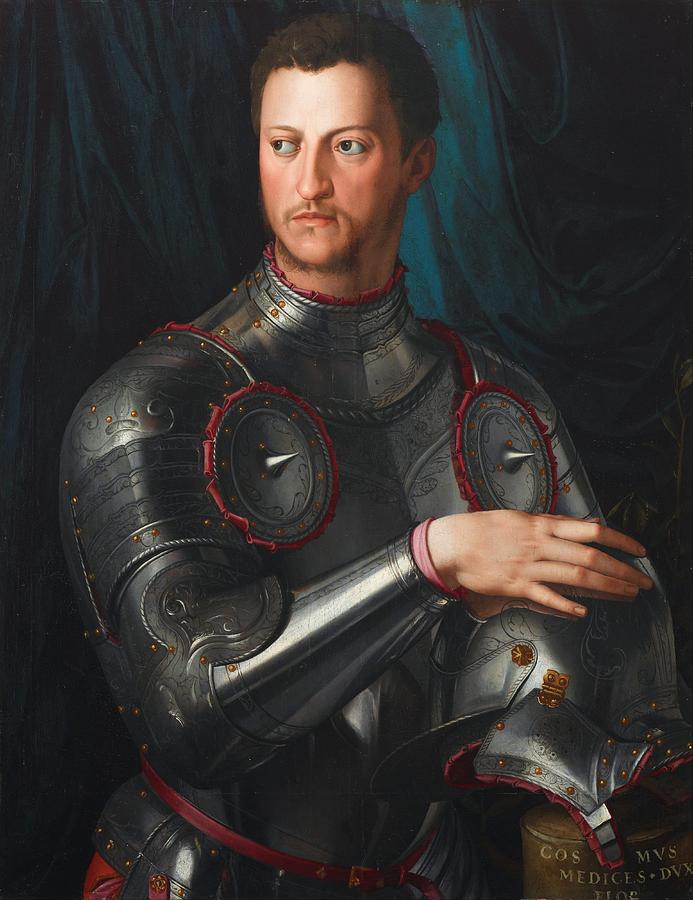 Portrait Painting - Cosimo I de Medici in armour by Agnolo Bronzino