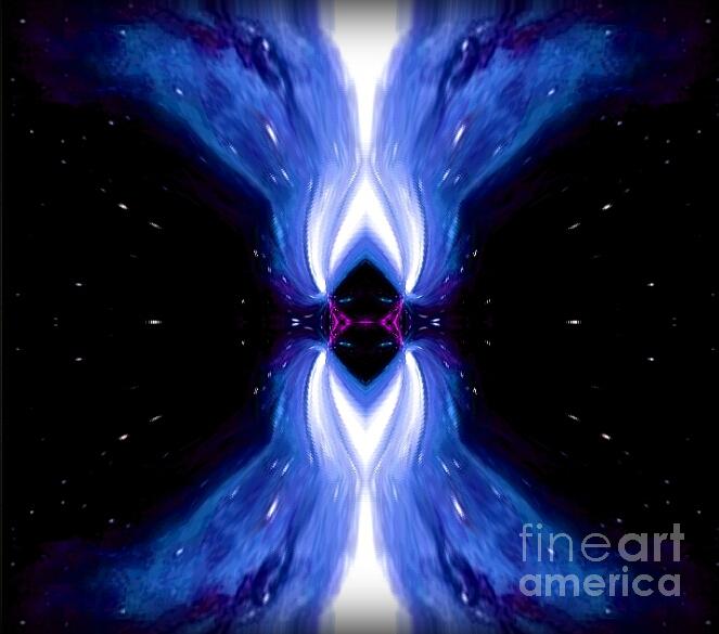 Spiritual Digital Art - Cosmic Blue Porthole by Donna  Swain