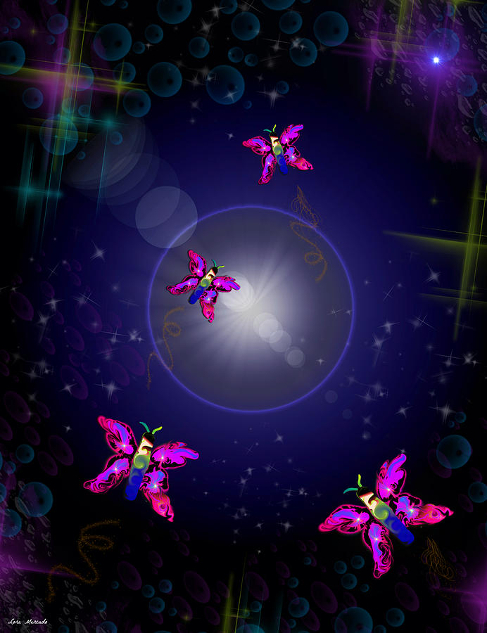 Cosmic Butterflies Digital Art by Lora Mercado
