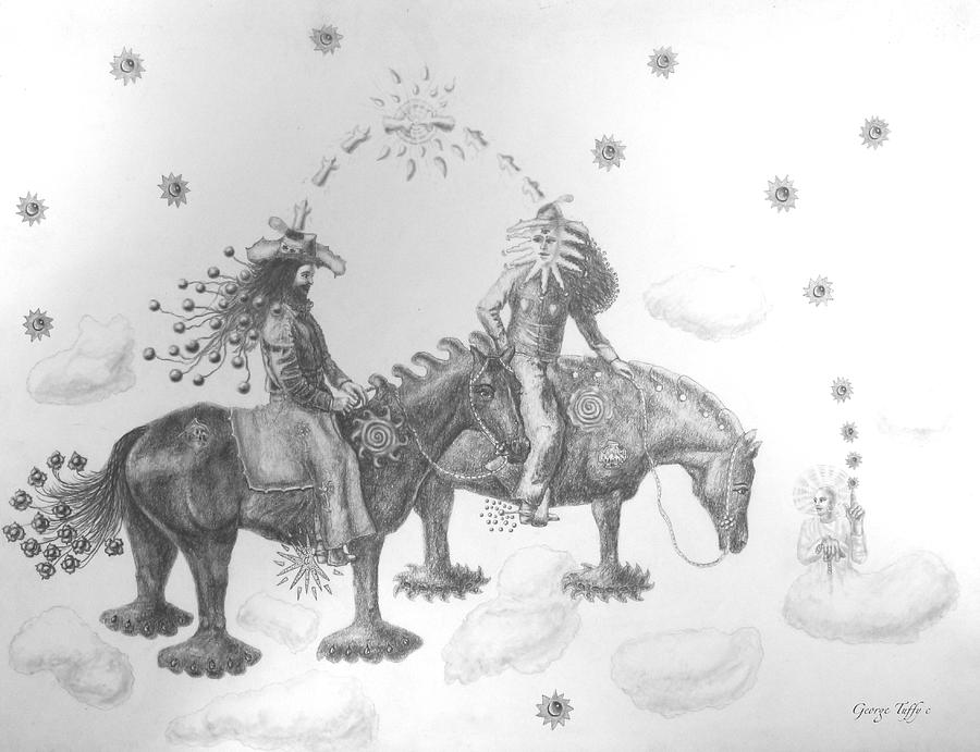 Cosmic Cowboys Drawing by George Tuffy