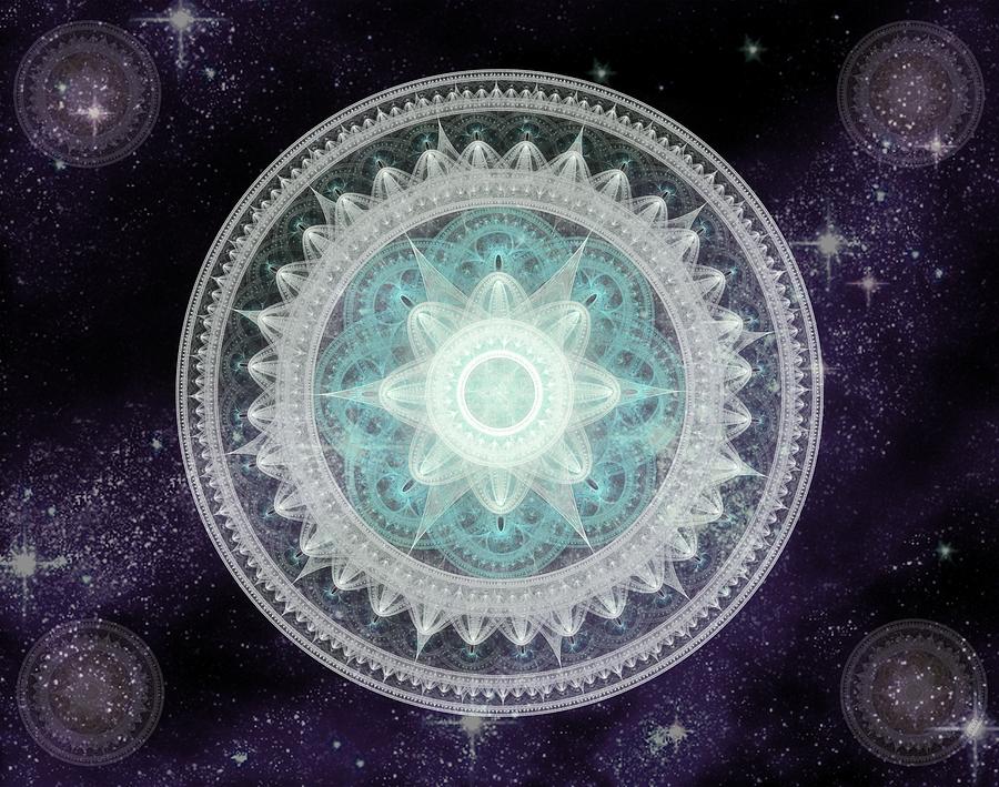 Space Digital Art - Cosmic Medallions Water by Shawn Dall