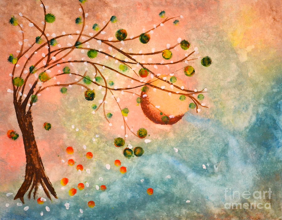 Cosmic Orb Tree Painting by Denise Tomasura