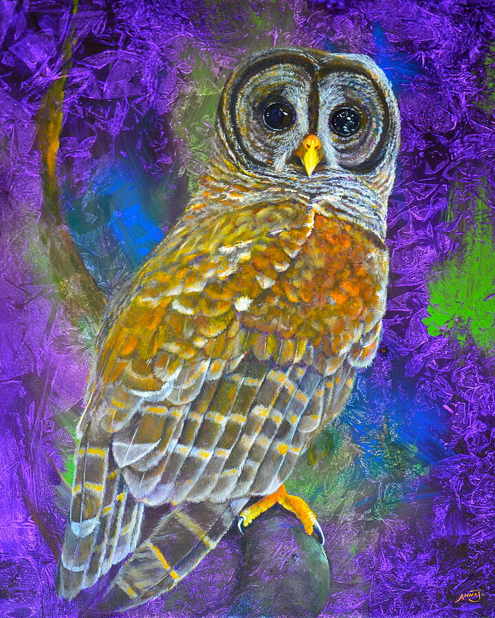 Wildlife Painting - Cosmic Owl by AnnaJo Vahle