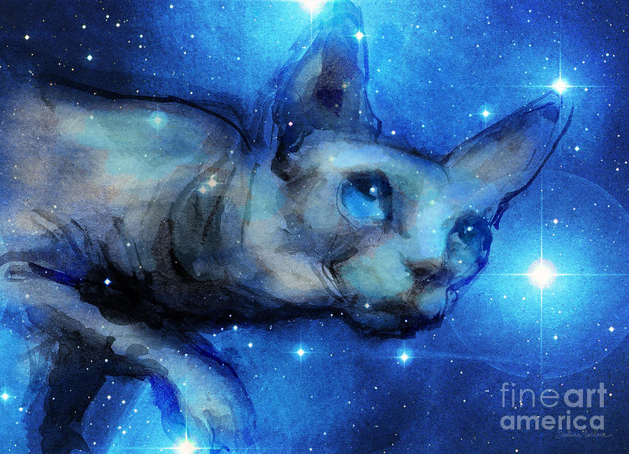 Sphynx Cat Painting - Cosmic sphynx cat  by Svetlana Novikova