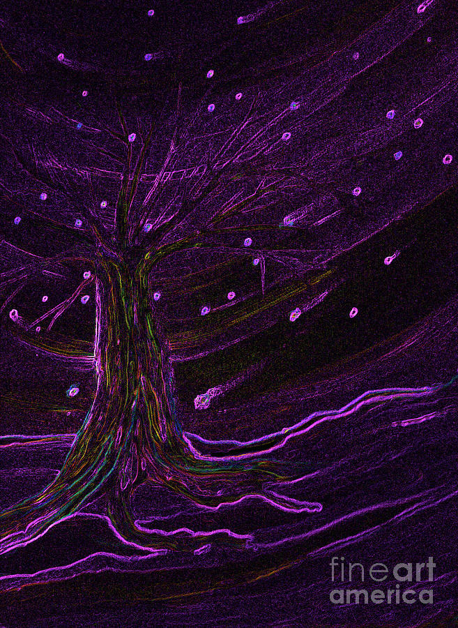 Cosmic Tree Purple Painting by First Star Art