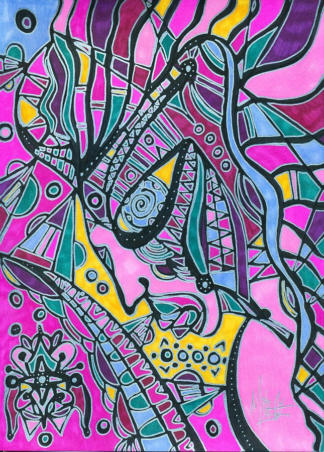 Abstract Drawing - Cosmic Warrior by Michelle Villarreal