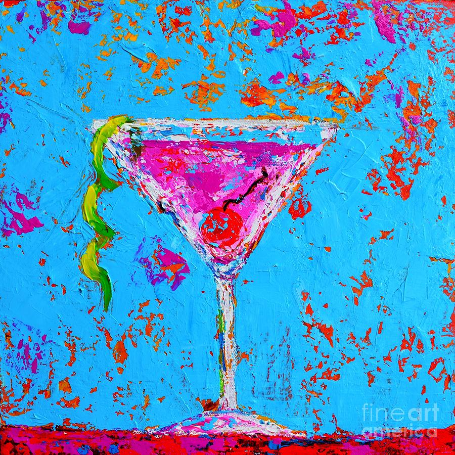 Cosmopolitan Martini Cherry Flavored - Modern Art Painting by Patricia Awapara