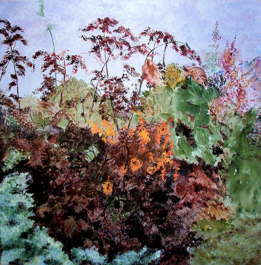 Garden Painting - Cosmos And Kale by Marilyn McMeen Brown