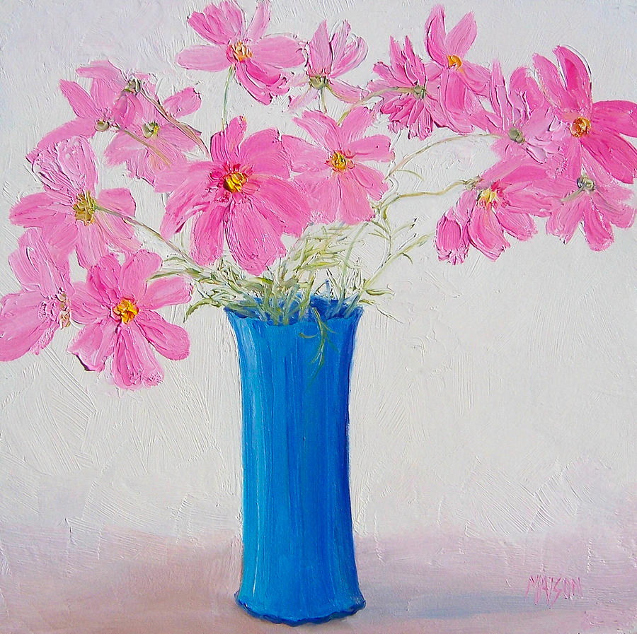 Still Life Painting - Cosmos flowers by Jan Matson
