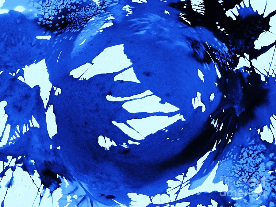 Cosmos in Blue Abstract Digital Art by Ellen Levinson