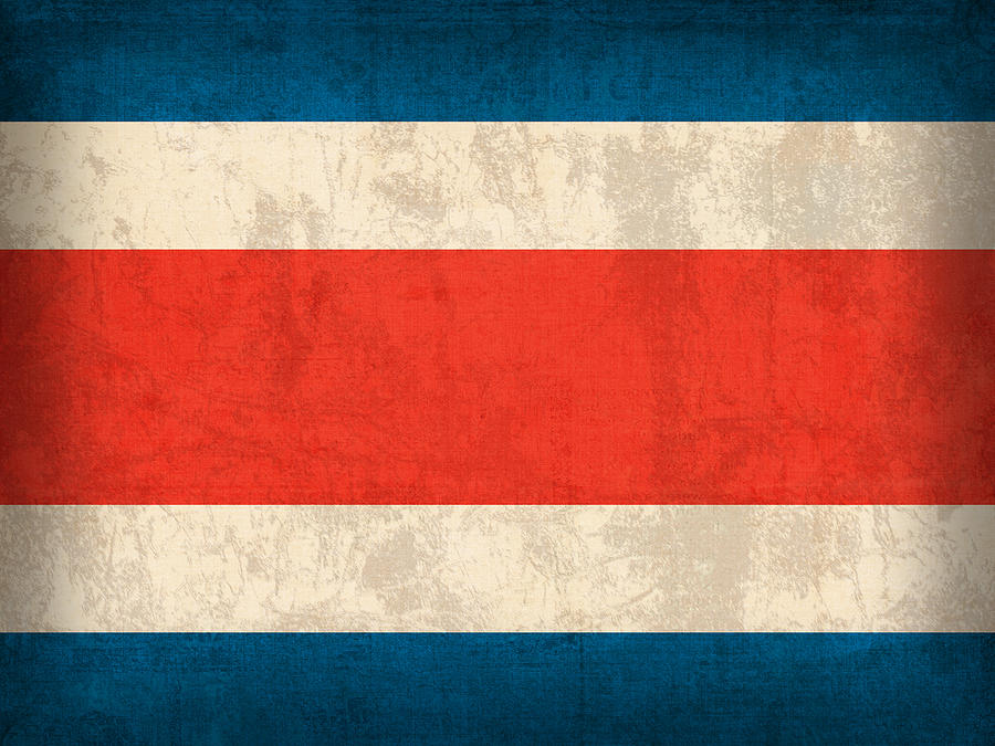 Costa Rica Flag Vintage Distressed Finish Mixed Media by Design Turnpike