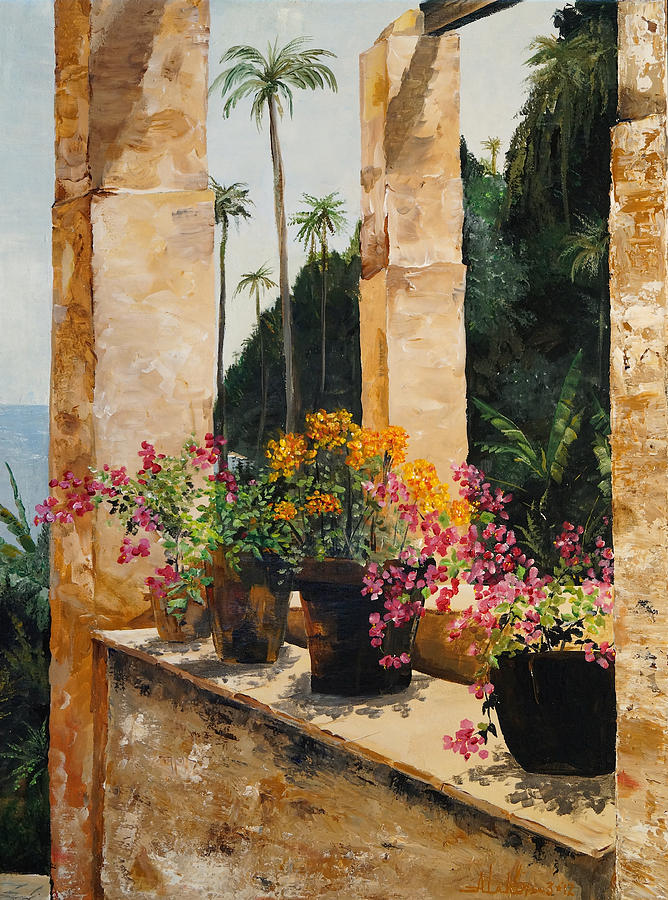 Costa Rica Floral Painting by Alan Lakin