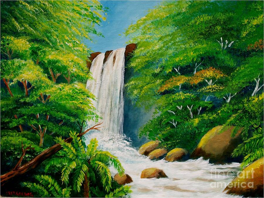 Costa Rica waterfall Painting by Jean Pierre Bergoeing