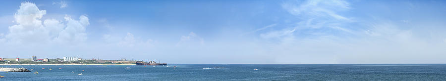 Costinesti resort panorama with Evangelia shipwreck Photograph by Vlad Baciu