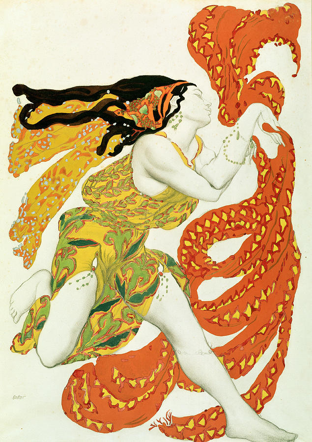 Costume Design For A Bacchante In Narcisse By Tcherepnin Painting by Leon Bakst