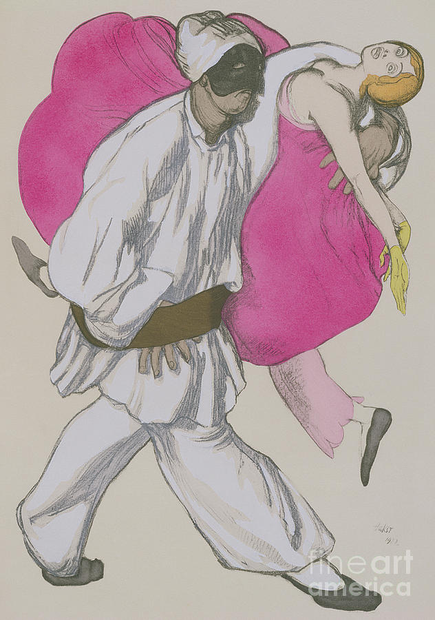 Costume Designs for Pamina and Monostatos in The Magic Flute by Mozart Painting by Leon Bakst