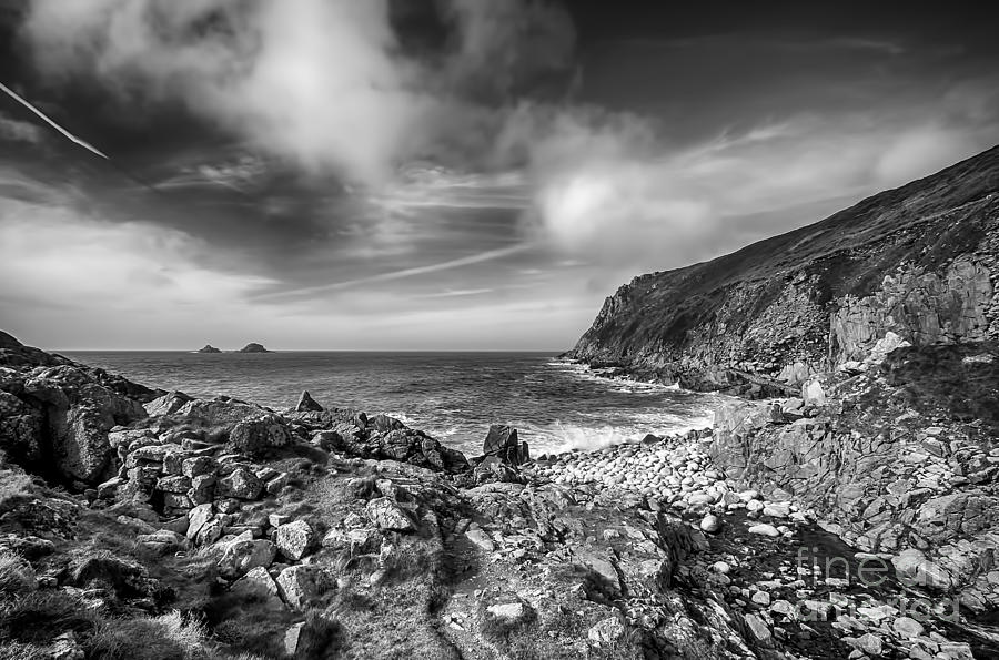 Black And White Photograph - Cot Valley Porth Nanven 3 Black and White by Chris Thaxter