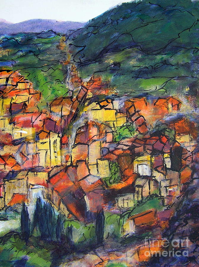 Cotignac Provence Painting by Jackie Sherwood