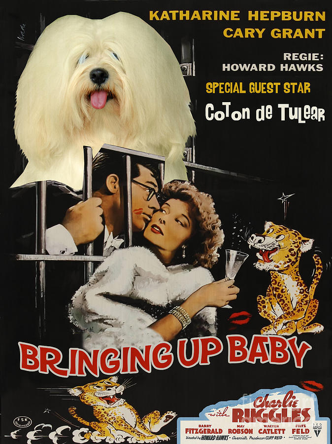 Coton de Tulear Art Canvas Print - Bringing Up Baby Movie Poster Painting by Sandra Sij