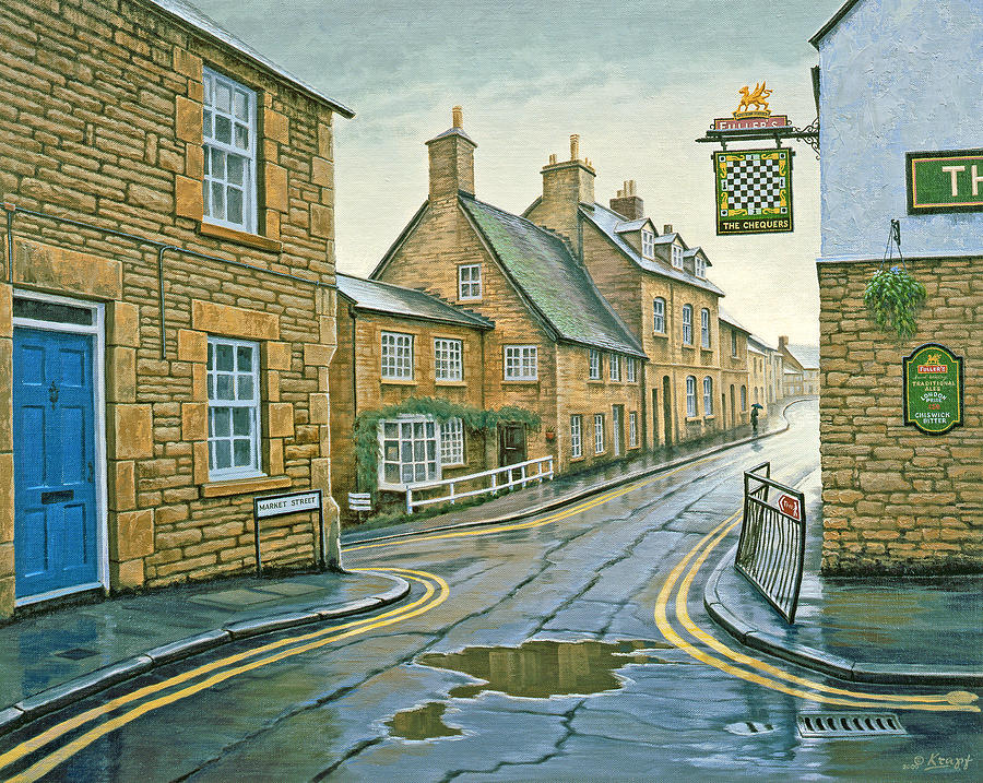 Cotswold Village-Rainy Day Painting by Paul Krapf - Fine Art America