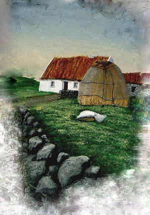 Cottage Painting - Cottage and Haystack by Barbara McDevitt