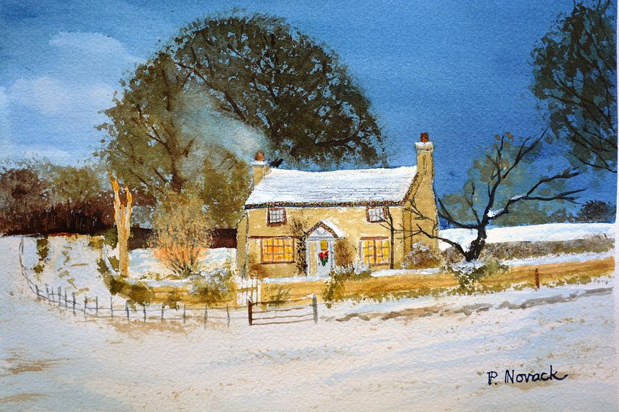 Christmas Mixed Media - Cottage At Christmas by Patricia Novack