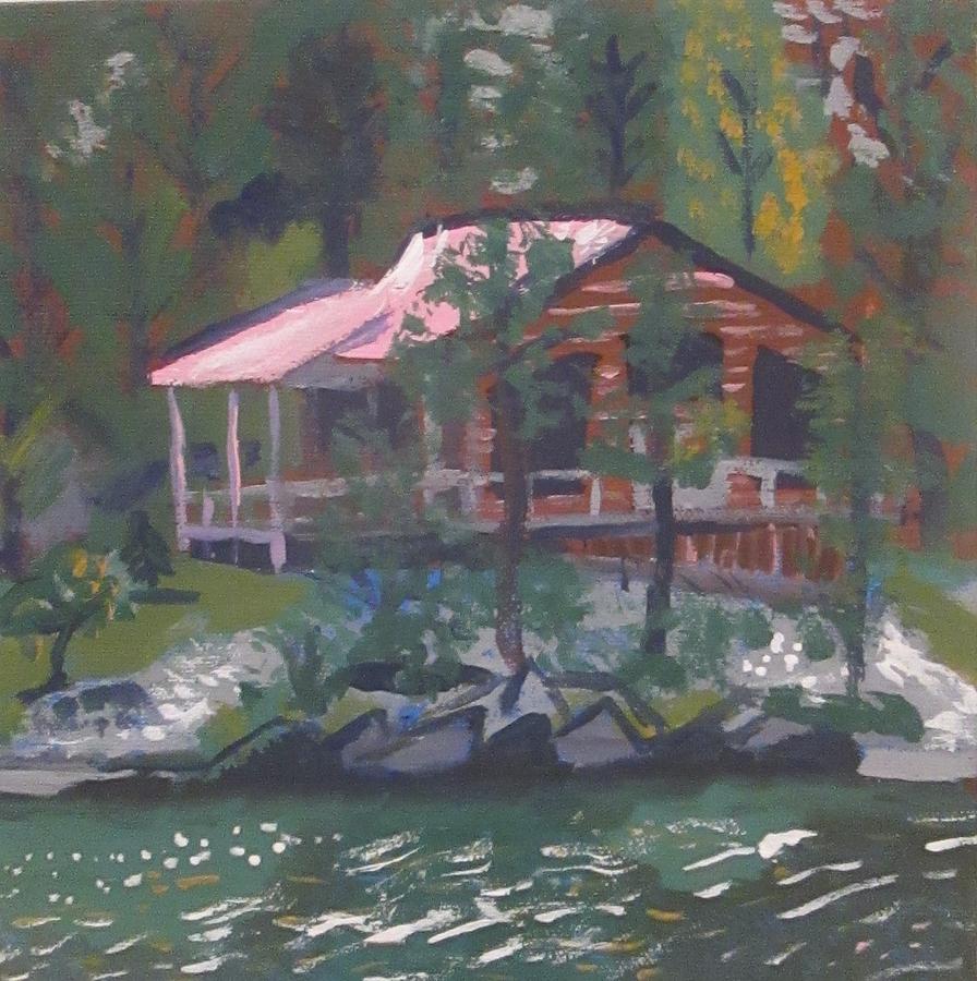 Cottage at the lake Painting by Jennylynd James