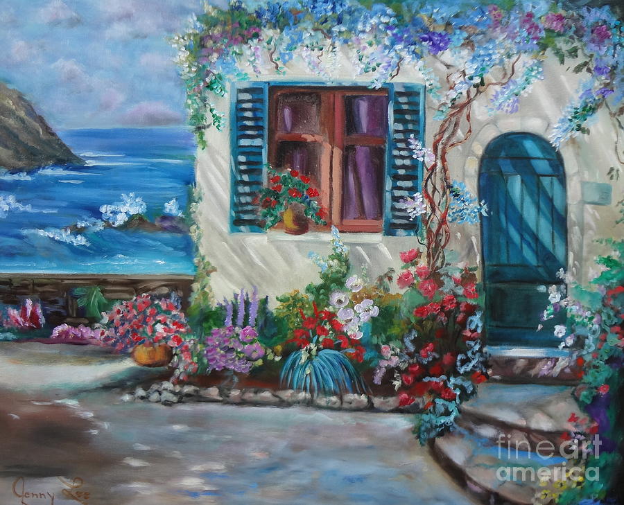 Cottage by the Sea Painting by Jenny Lee