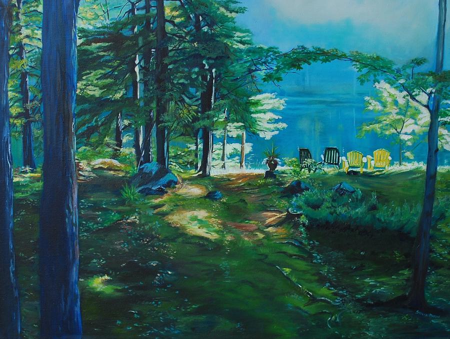 Cottage Deck View Painting by Stella Marin