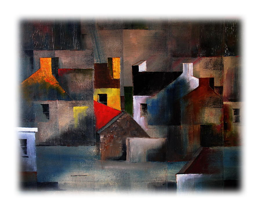 Cottage Gables Mixed Media by Val Byrne