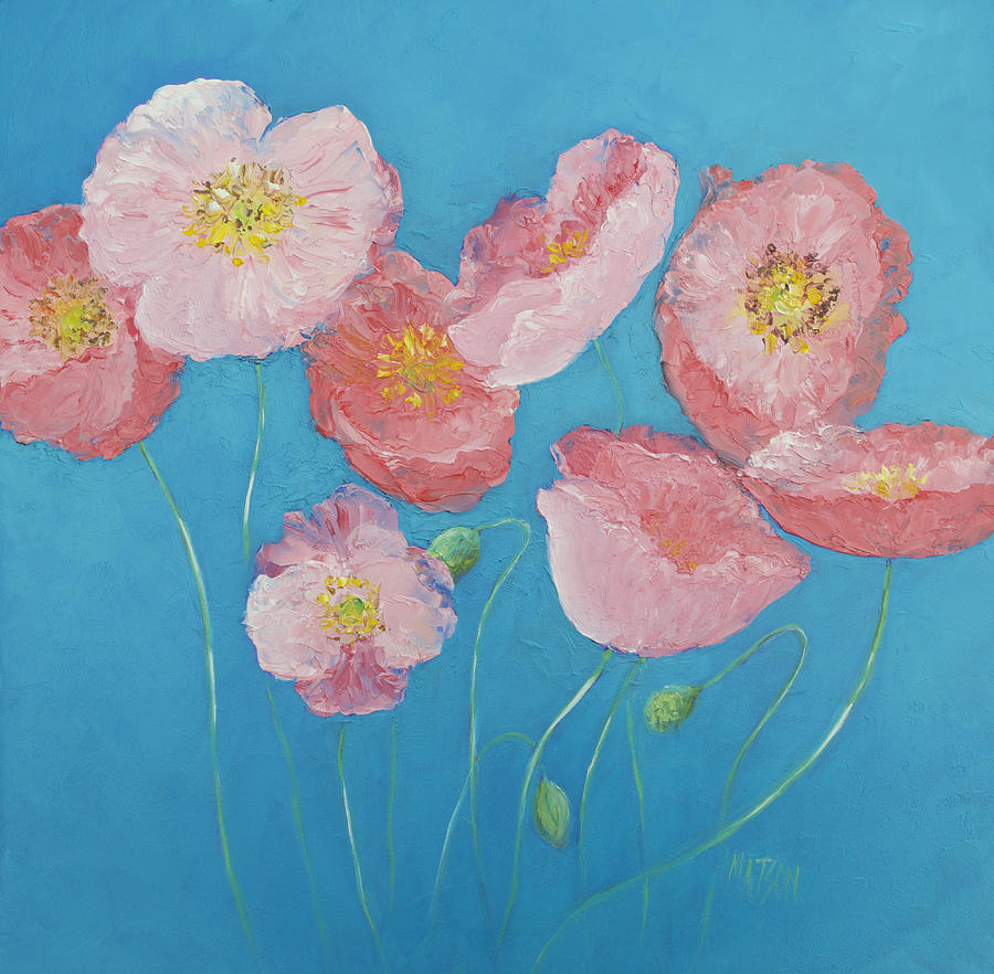 Cottage garden poppies Painting by Jan Matson