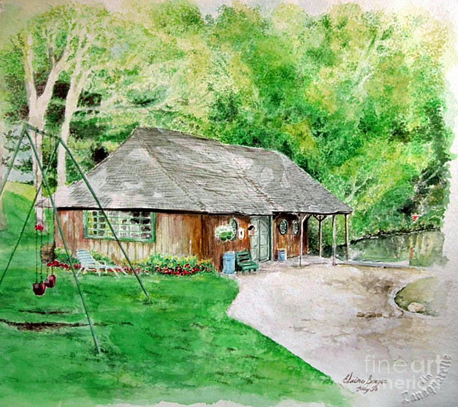 Cottage in Lake Placid Painting by Elaine Berger