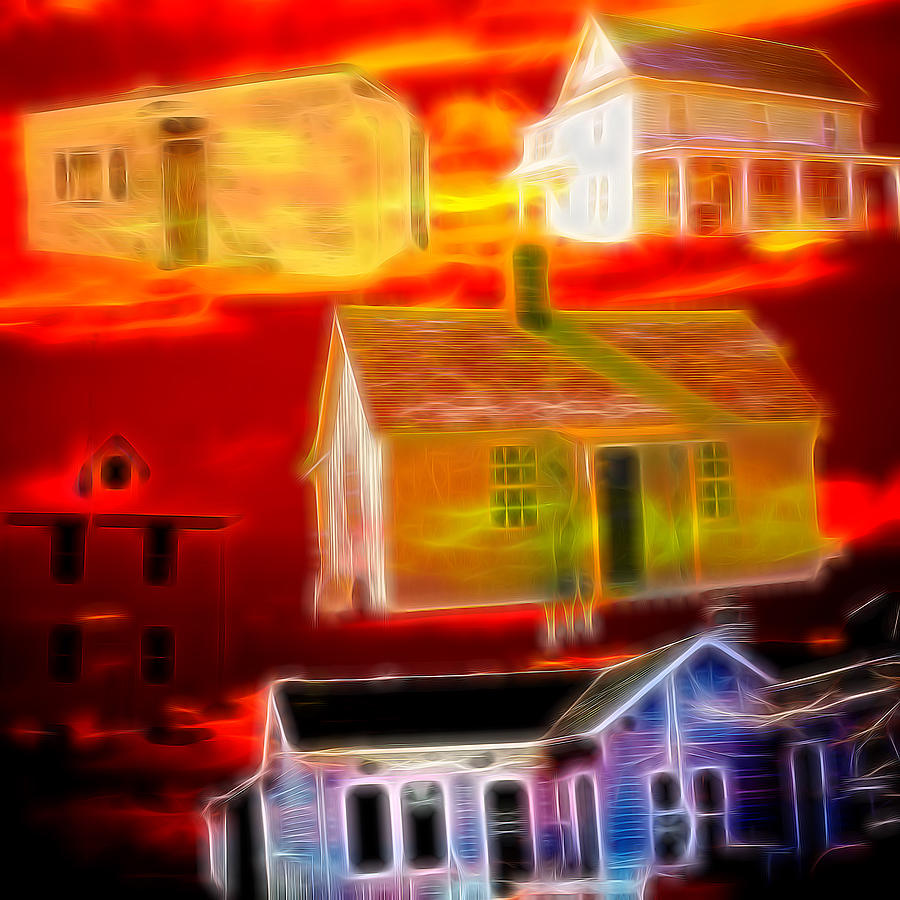 Cottage in orange Digital Art by Cathy Anderson