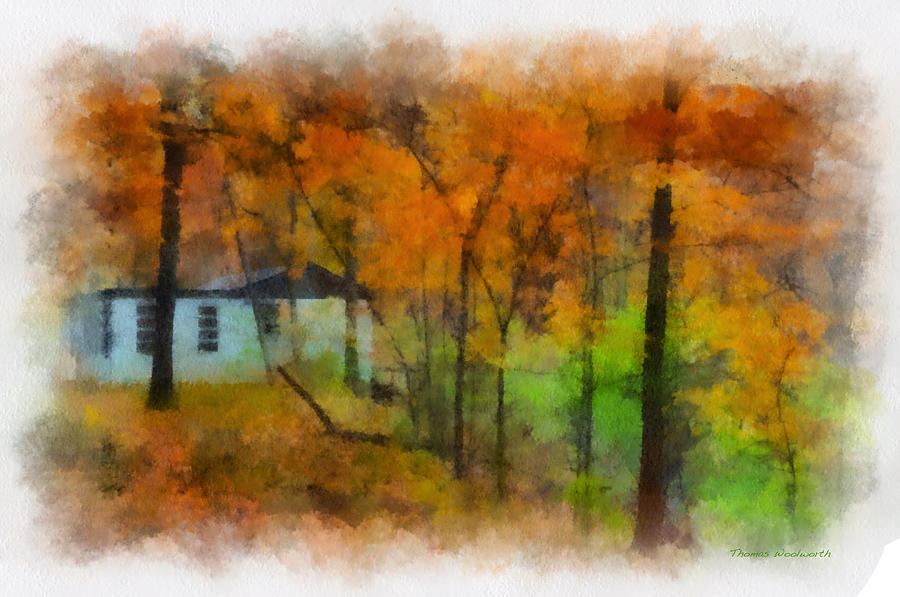 Cottage In The Autumn Woods 01 Photograph by Thomas Woolworth