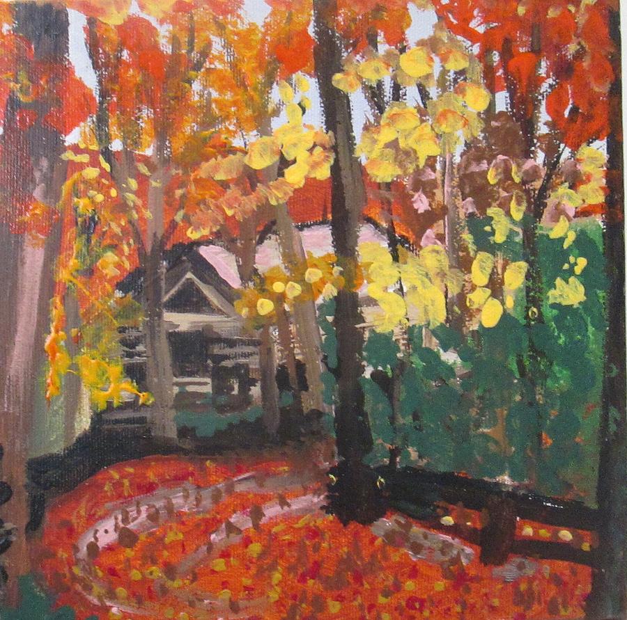 Cottage in the Fall Painting by Jennylynd James