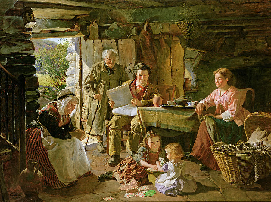 Game Photograph - Cottage Interior, 1868 Oil On Canvas by William Henry Midwood