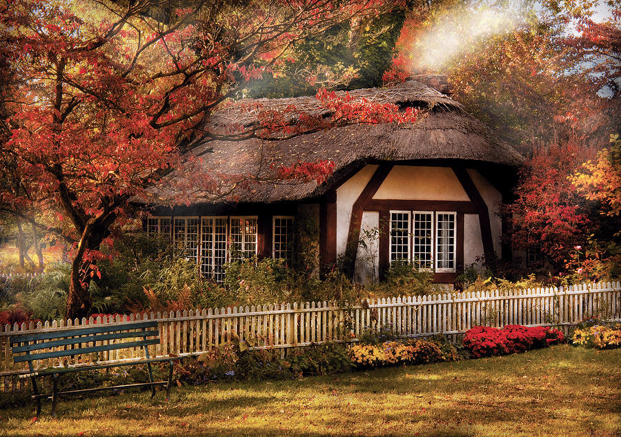 Fall Photograph - Cottage - Nanas House by Mike Savad